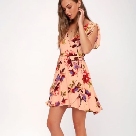 Lulus Dresses & Skirts - Lulu’s Cherished Love Blush Floral Wrap Dress NWT